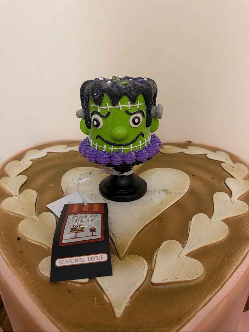Sweet Treats Halloween Resin Frankenstein Mini Cake on Pedestal